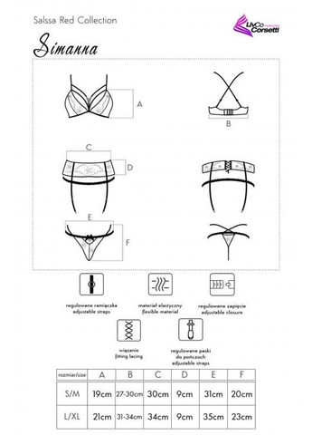 Красный демисезонный комплект белья (лиф, стринги, пояс) Livia Corsetti