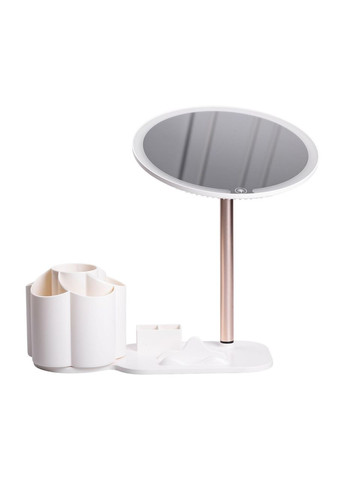 Зеркало для макияжа с подсветкой круглое настольное O21 см белое для женщин и визажистов. ProDobro (364190431)