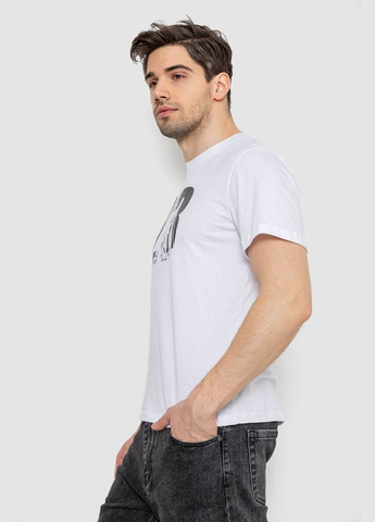 Белая футболка мужская с принтом черная размер l (sku_241r1906) с коротким рукавом No Brand