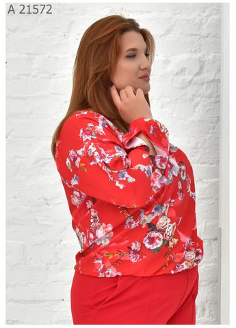 Красная демисезонная женская блуза большого размера SK