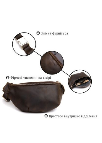 Сумка (11154) Grande Pelle Бананка у вінтажній шкірі Коричнева (364661670)