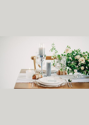 Подсвечник праздничный REMY-DEСOR металлический Реджино серебряного цвета со стеклянной колбой высота 38 см REMY-DECOR (368767730)