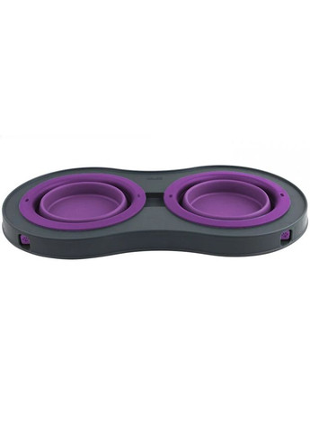 Двойная миска Double Elevated Feeder Large на складной подставке 600мл, для собак, фиолетовая Dexas (364489036)