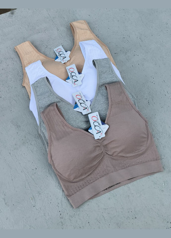 Бежевый топ топ на широких бретелях No Brand без косточек