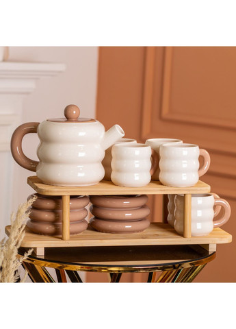 Чайный сервиз на 6 персон с 2-ярусной бамбуковой подставкой HP-15-20 Yiwu (351431211)