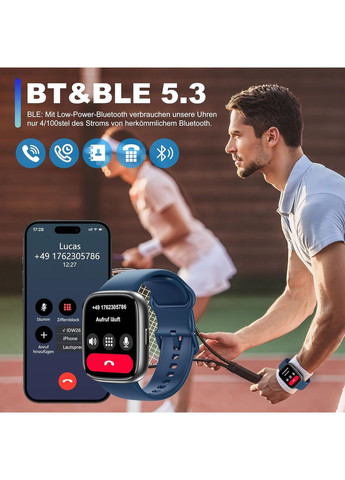 Умные часы Bambooinn IDW26: для мужчин и женщин, Bluetooth-звонки, Alexa, 1,85 дюйма, пульсометр, SpO2 Smart (356493956)