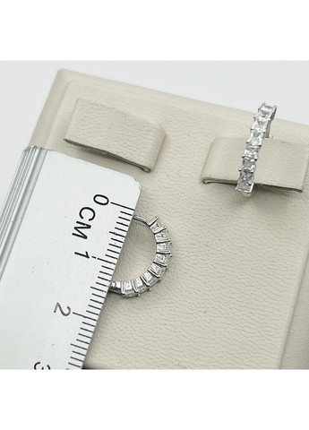 Сережки-кільця срібні з кубічним цирконієм 2,22 г No Brand (369737514)