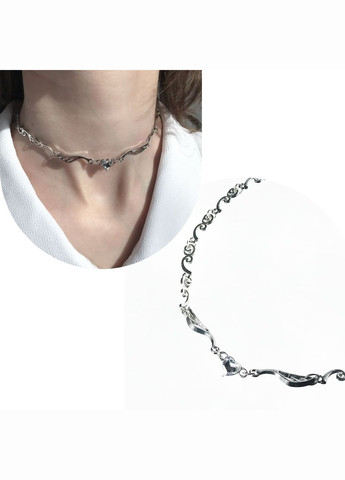 Чокер ланцюжок сріблястий тендітний естетичний з кристаликом серця та милими крильцями намисто кавай лоліта кокетт елегантний No Brand (307288343)