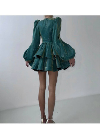 Изумрудное повседневный платье женское с пышной юбкой KaraMix однотонное