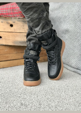 Черные всесезонные кроссовки мужские nike air force 1 sf black | найк аир форс 1 сф черные No Brand