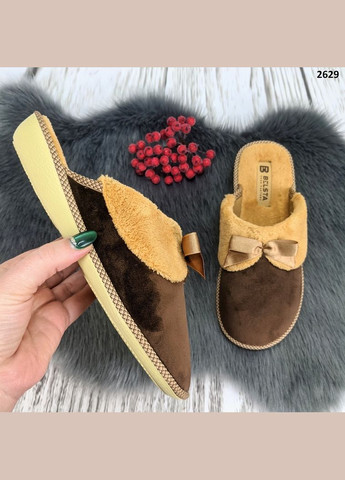 Коричневые тапочки женские домашние с закрытым носком Белста