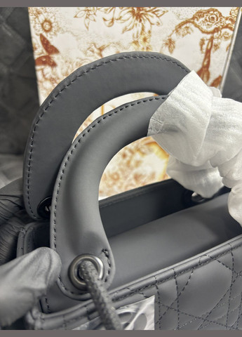 Сумка леді міні чорна ультраматова шкіряна Cannage Black Ultramatte Lambskin Lady Mini Bag No Brand Lady Dior mini (326024727)