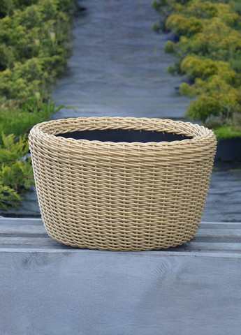 Кашпо велике 60 літрів (горщик для квітів та рослин), Вазон із штучного ротангу ручної роботи. Колір Світле дерево Handmade (329193714)