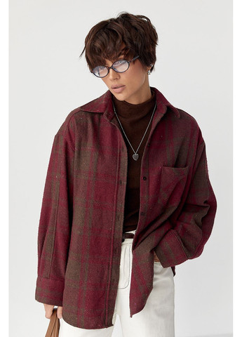 Тепла сорочка в клітку з накладною кишенею - коричневий колір Lurex (370601942)