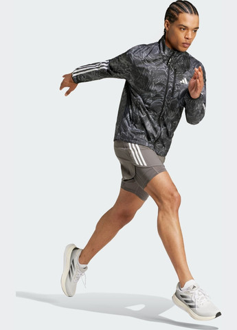 Чорна демісезонна куртка для бігу own the run excite wind.rdy adidas