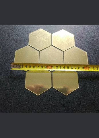 Дзеркальні наклейки шестикутні пластикові Золоті 6,8 х 7,8 х 4 см 6 шт набір Б239 No Brand (302242262)
