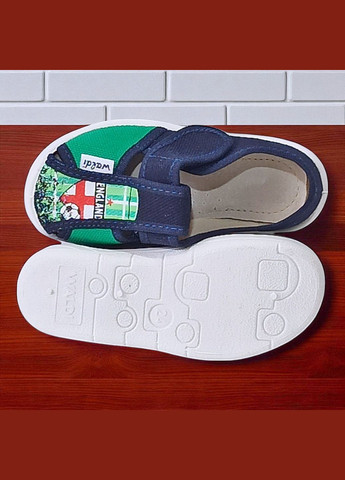 Синие ортопедические тапочки на липучке для мальчика сменная обувь в садик сменка валди Waldi