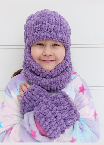 Детская вязаная шапка-балаклава + митенки 2 Льва (354331517)