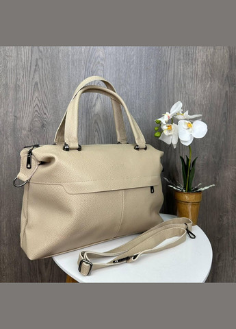 Женская сумка большая вместительная эко кожа черная Бежевый No Brand (298997868)