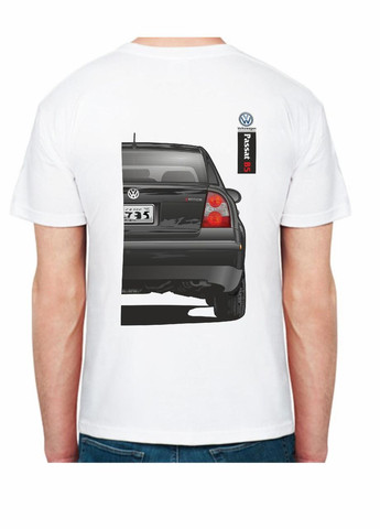 Белая мужская футболка с принтом volkswagen passat b5 fr 207405 белая Avtolife