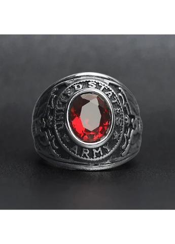 Армейское кольцо с красным камнем No Brand (388549814)