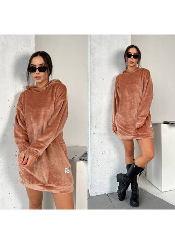 Темно-бежева повсякденний сукня туніка оверсайз No Brand однотонна