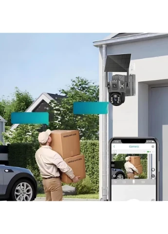 IP камера з сонячною панеллю 3×6МП (SIM/4G/SD/IP66), V380PRO, TP-18 / Камера відеоспостереження B&G (372816042)