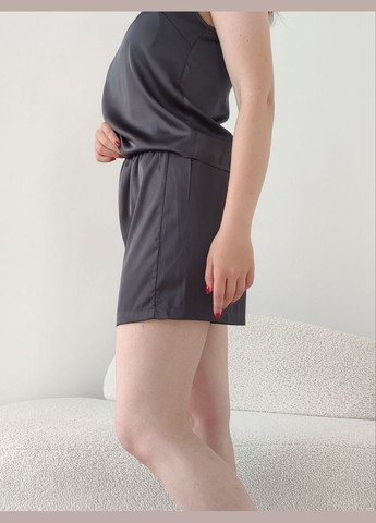 Сіра всесезон masoli жіноча шовкова піжама майка + шорти No Brand