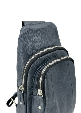 Стильна чоловіча сумка-слінг нагрудна з натуральної шкіри на блискавці, синій 817550 LQ 818550 (280931055)