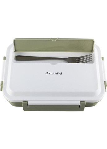 Ланч-бокс Snack 1000мл контейнер для їжі на 4 секції із нержавіючої сталі зелений судок для обіду Kamille (368976956)