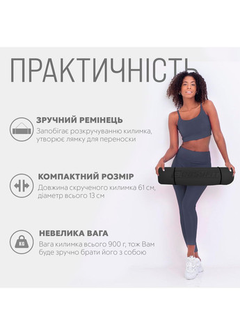 Коврик для йоги и фитнеса TPE+TC 6 мм двухслойный EasyFit (362497725)
