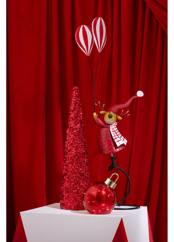 Стеклянный шар новогоднего красного цвета с подсветкой диаметр 15 см (57162) J-Line (364273699)