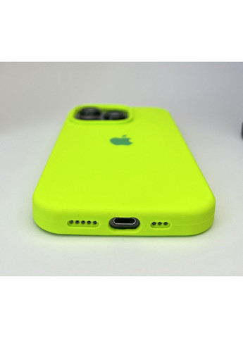 Чехол Silicone case на 14 PRO микрофибра силиконовый для айфона 14 ПРО Салатовый Neon cover No Brand (369137161)