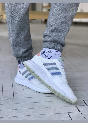 Белые демисезонные кроссовки мужские и женские adidas zx 500 white | адидас zx 500 белые No Brand
