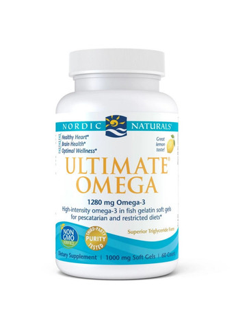 Жирні кислоти Ultimate Omega, 60 рибних капсул Nordic Naturals (293343148)