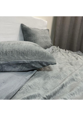 Постільна білизна "Luxury Жатка Велюр" (Євро). 200х230 см графітового кольору. No Brand (367912400)