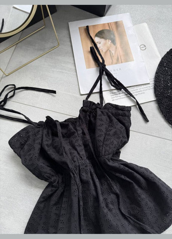 Трендовый черный топ из прошвы в размере 42-46 No Brand 665-1 (336890919)