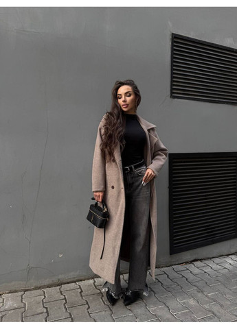 Коричневое демисезонное Пальто женское кашемировое Style Point