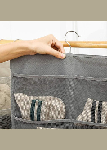 Двухсторонний органайзер для хранения вещей 5+10 карманов. Серый No Brand (337347274)