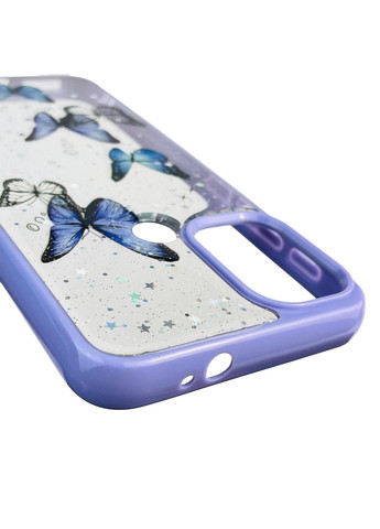 Чехол для Moto G10 (789437) с блёстками с бабочками на моторола г10 сиреневый Motorola (366387894)