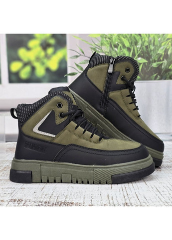 Черевики зимові підліткові для хлопчика хакі з чорним Paliament (369445239)