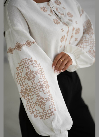 Белая вышиванка Garna узор орнамент лен (347163849)