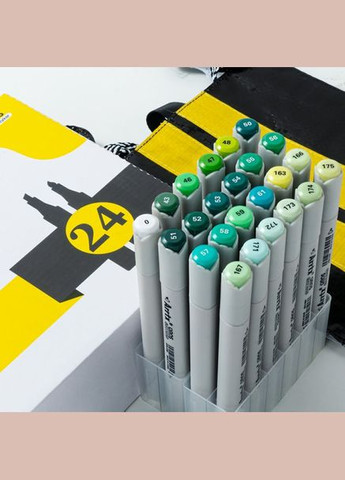 Спиртовые маркеры OROS ASM03GN 24 цветов, зеленые оттенки. Arrtx (314832547)