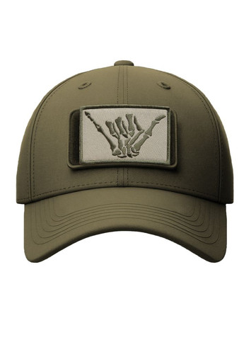 Набір шевронів 2 шт. з липучкою Скелет рука, Hand Shaka 5х8 см беж, вишитий патч шеврон, нашивка, липучка, рука IDEIA (306459353)