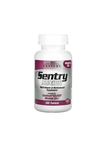 Sentry Senior, мультивитаминная и мультиминеральная добавка, для женщин от 50 лет, 100 таблеток 21st Century (314524401)