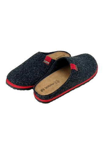 Серые тапочки домашние мужские серо-красные si-1f Inblu