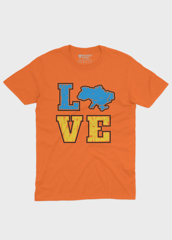 Оранжевая мужская футболка с патриотическим принтом love (ts001-2-ora-005-1-039) Modno