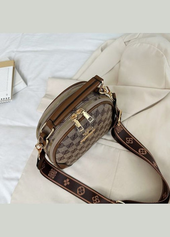 Сумка напівкругла на плече з екошкіри з металевою фурнітурою клітинка світло-коричнева (sku_1751СК) No Brand (330575854)