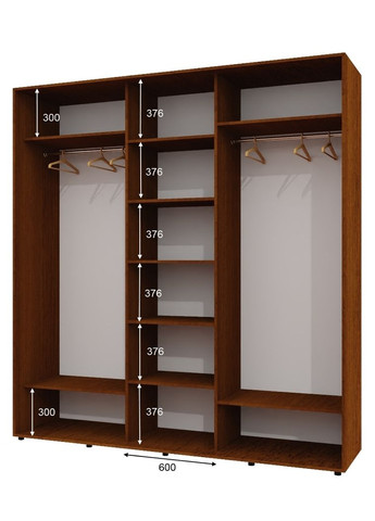 Шафа-купе тридверна 230*60*250 см Горіх лісовий 3 двері ДСП ШК-04 Алекса (360478797)