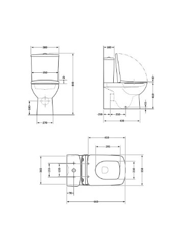 Унитаз-компакт Kalao безободковый с сиденьем Soft-close QT08221213AW Qtap (395712828)